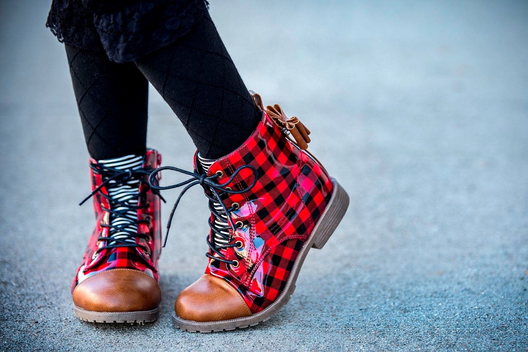 Baby [Red Buffalo Plaid] FLAWED Bow Shoes – The Spotted Phoenix, LLC